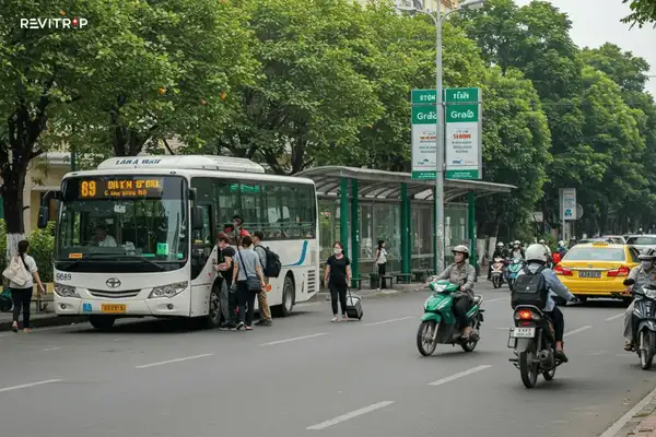 芹苴国际机场到达出口处的出租车和 Grab 网约车等机场接送选项