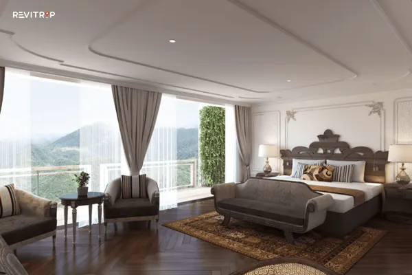 KK Sapa Hotel Presidential Suite 180 sqm luxury interior with imported furniture and king bed