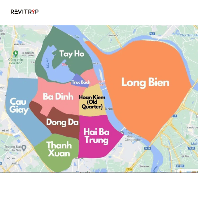 where to stay in Hanoi district comparison map