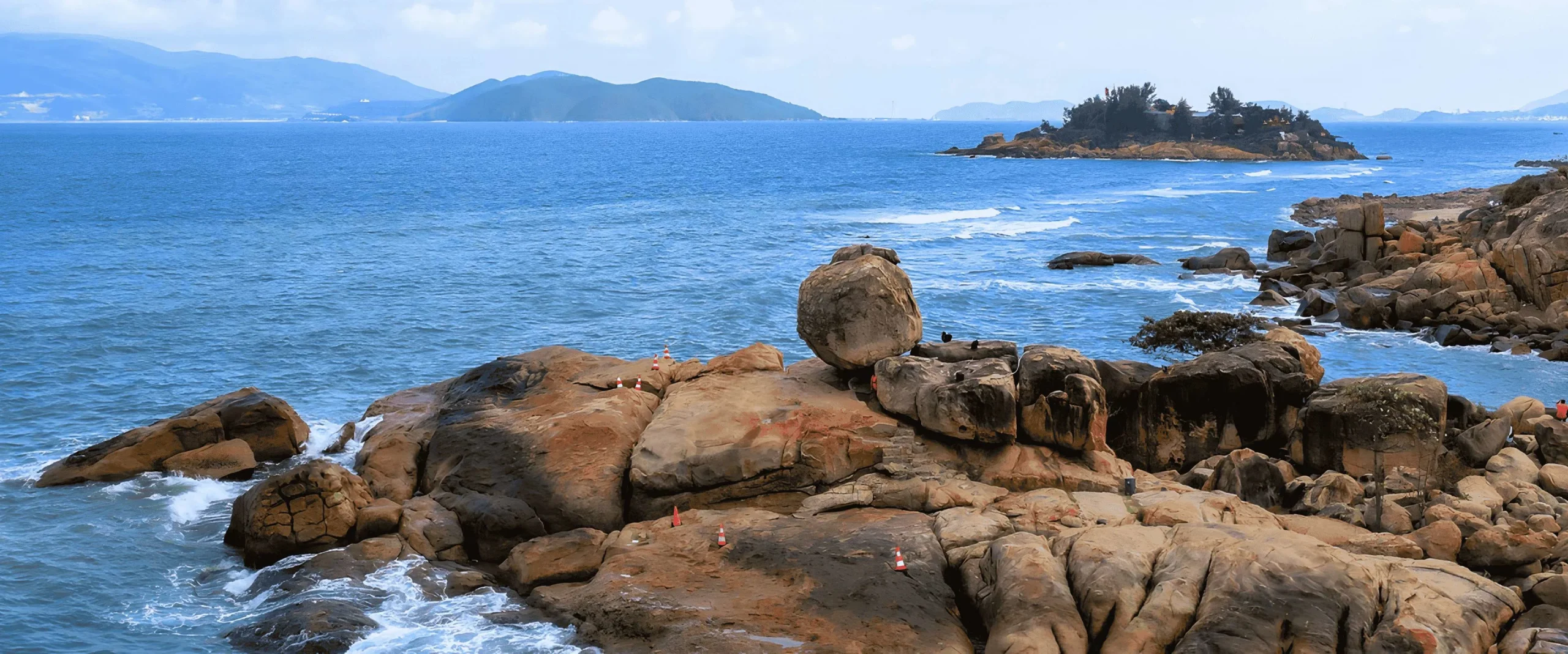 Nha Trang Vietnam coastline with beaches and city skyline